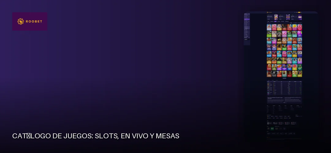 Catálogo de juegos: slots, en vivo y mesas